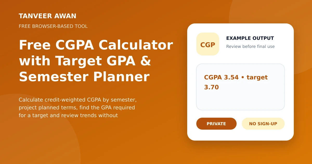 CGPA Calculator example output visual: CGPA 3.54 • target 3.70