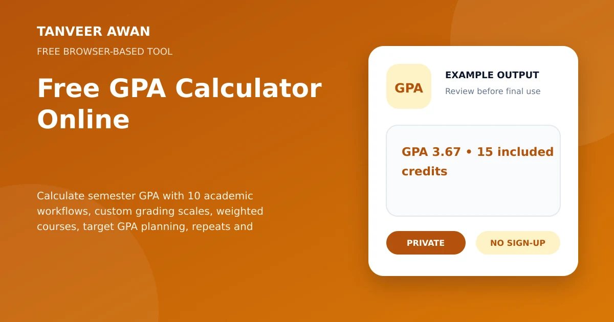 GPA Calculator example output visual: GPA 3.67 • 15 included credits